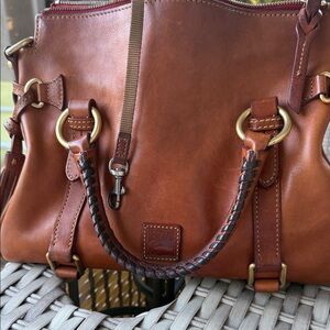 Dooney & Bourke Rich Brown Leather Satchel
8 H 13 L 5.75 W